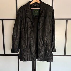 Danier Canada black leather trench style jacket. Size US 8-10